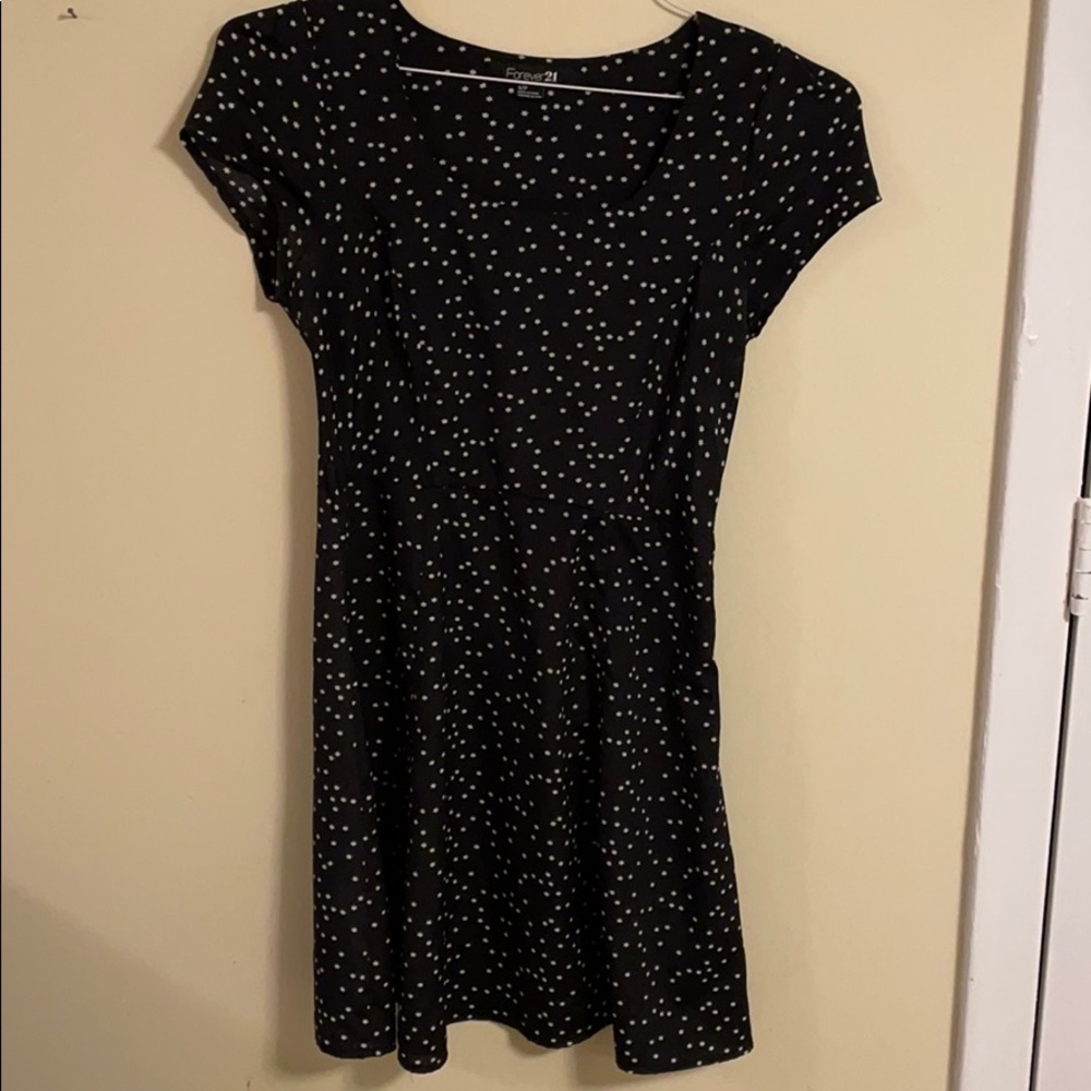 FOREVER 21 vintage black dress white star pattern